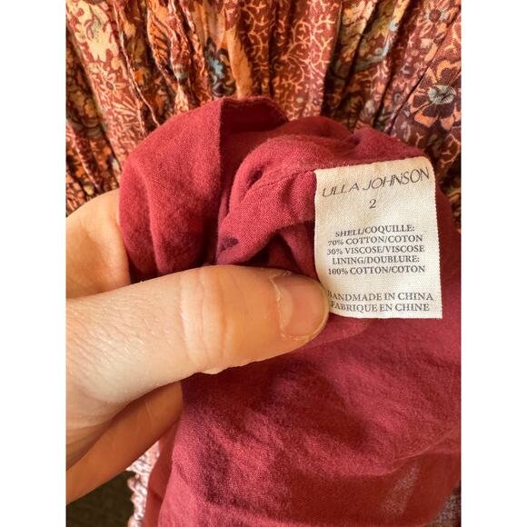 ULLA JOHNSON Juniper Puff Sleeve Mini Dress in Rosebud Crimson Size 2 $375 MSRP - Picture 11 of 13